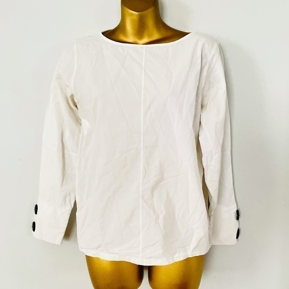 Zara white blouse long sleeve top big button - Picture 3 of 6